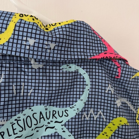 Dinosaur Bones Short Sleeve Button Down Boys 110 cm Blue Paleontology 4T - Picture 9 of 10